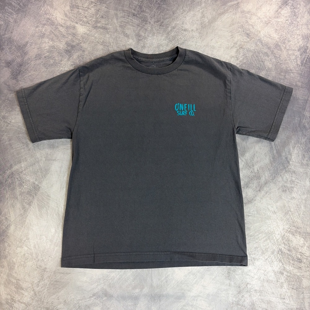 O'Neill Surf Co Graphic T-Shirt Boys Large Gray Tropical Skull Beach Tee